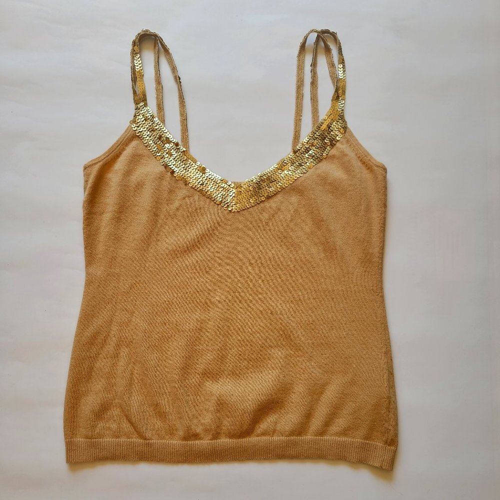 BANANA REPUBLIC WOMENS KNITTED CAMI WITH SEQUINSE STRAPS SIZE S